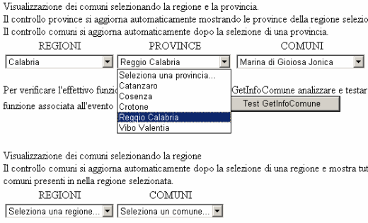 Web control ASP.net Regioni Province Comuni